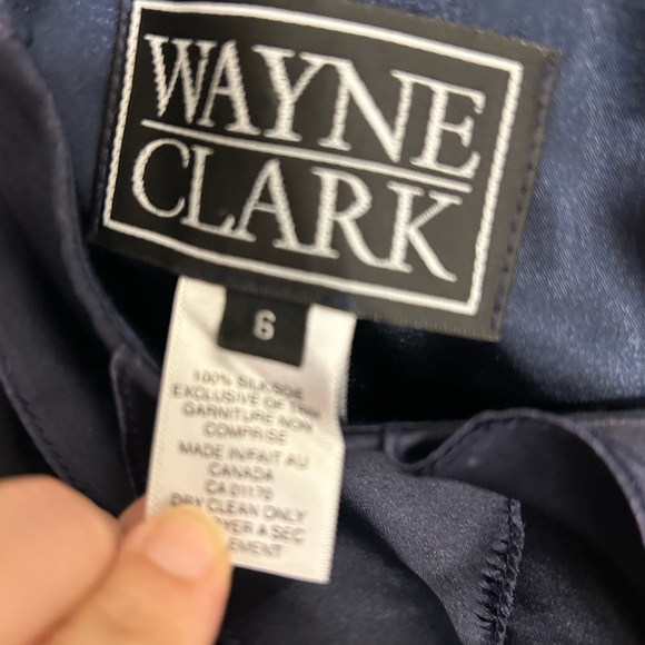 Wayne Clark  couture blue silk ruffled Cocktail Dress - Picture 2 of 3